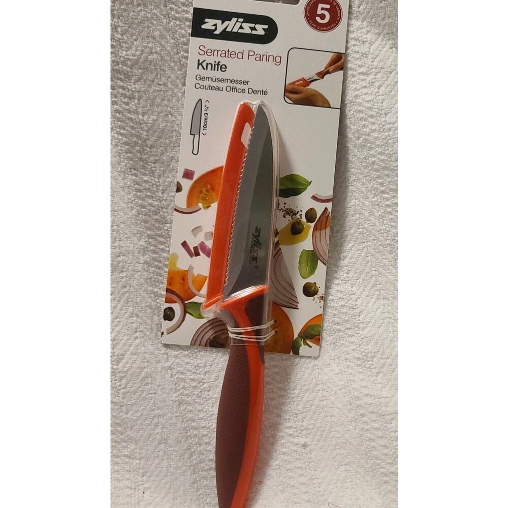 ZYLISS Serrated Paring Knife 4-Inch Stainless Steel Blade Red